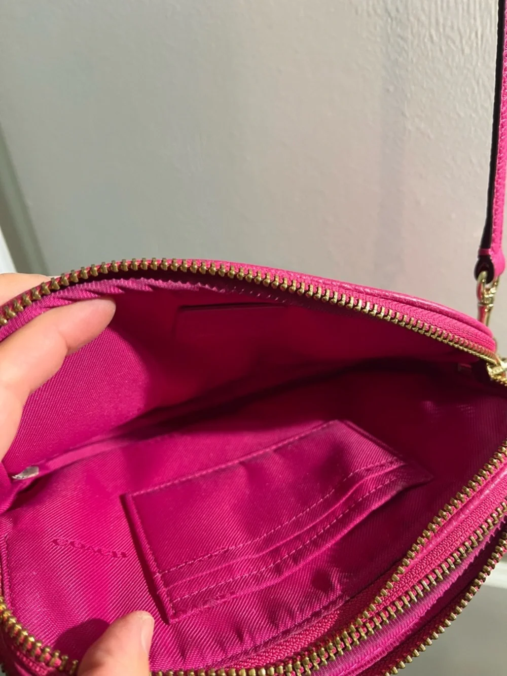 Coach Pebbled Leather Crossbody in Bright Pink - Picture 7 of 10